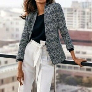 Banana Republic Beaded Tile Print Jacquard Blazer